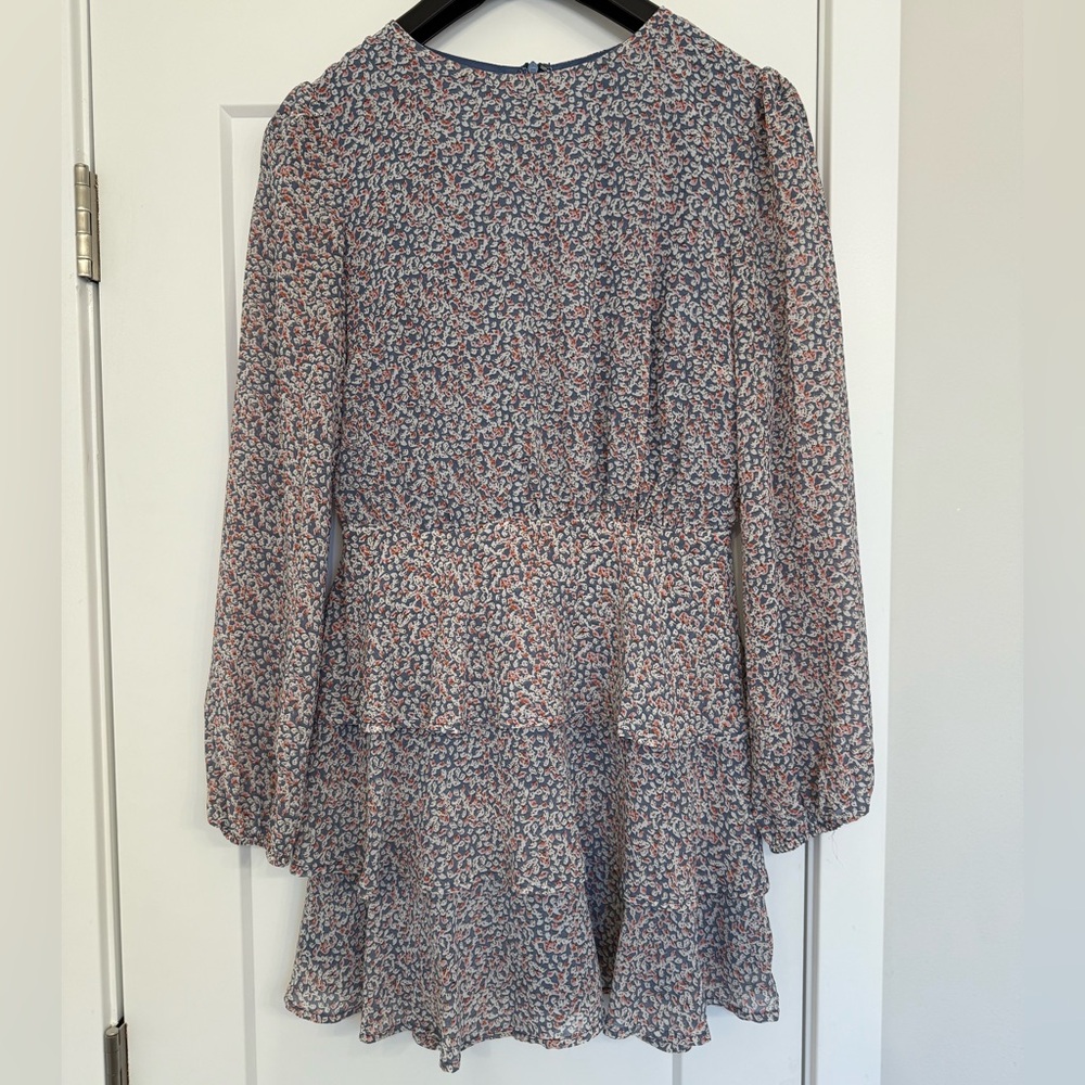 Pink Lily Blue and White Patterned Dress